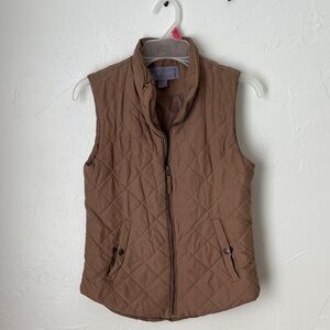Laura Scott Tan Quilted Vest small